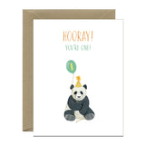 Baby Panda Balloon First Birthday Card