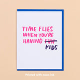 Time Flies New Baby Letterpress Card