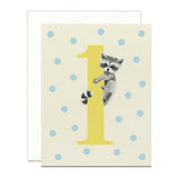 Baby Raccoon 1st Birthday Card