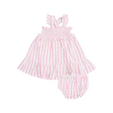 Candy Striped Smocked Ruffle Sundress + Bloomers