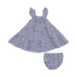 Navy Gingham Twirly Sundress + Bloomers