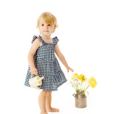 Navy Gingham Twirly Sundress + Bloomers