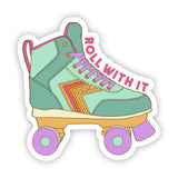 Roll With It Retro Skate Sticker