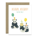 Baby Pandas and Cake Second Birthday Card