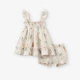 Seaside Safari Muslin Smocked Dress + Bloomer