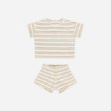 Terry Tee + Shorts Set - Oat Stripe