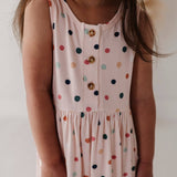 Summer Polka Dot Henley Tank Dress