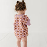 Checker in Burlwood Colorblock Romper