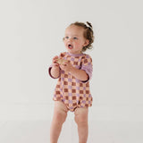 Checker in Burlwood Colorblock Romper