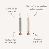 Linen Pacifier Clip Pack
