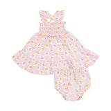 Floral Check Smocked Ruffle Sundress & Diaper Cover