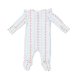 Antoinette Stripe Ruffle Sleeve Zipper Footie