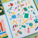 School Supplies Alphabet Wall Art Print