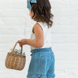 Callie Chambray Ruffle Waist Shorts