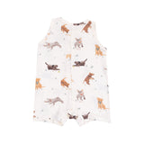 Watercolor Puppies Sleeveless Shortie Romper