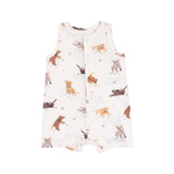 Watercolor Puppies Sleeveless Shortie Romper
