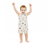 Watercolor Puppies Sleeveless Shortie Romper