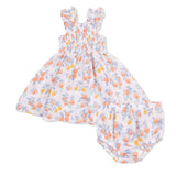 Citrus Floral Smocked Sundress + Bloomer