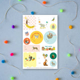 Birthday Critters Gift Tag Sticker Sheet Set