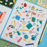 School Supplies Alphabet Wall Art Print