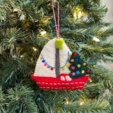 Sailboat with Tree Felt Ornament 