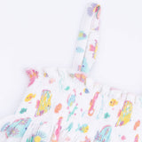 Sunny Coral Reef Fish Smocked Top + Bike Short