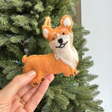Corgi Dog Embroidered Wool Ornament 