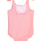 Tie Shoulder One Piece Swimsuit - Pink