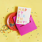 Color Block Letters Birthday Card