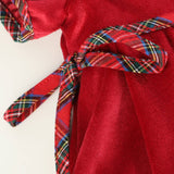 Red Velvet + Christmas Plaid Bow Dress
