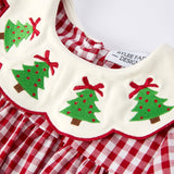 Christmas Tree Embroidered Plaid Dress