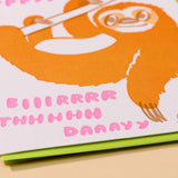 Happy Birthday Sloth Letterpress Greeting Card