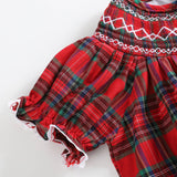 Christmas Plaid Smocked Bishop Dress