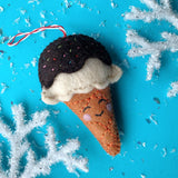 Smiling Ice Cream Cone Felt Ornament