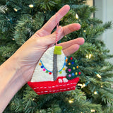 Sailboat with Tree Felt Ornament 
