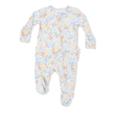 Georgia Floral Ruffle Back Zipper Footie