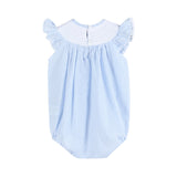 Light Blue Bunny Smocked Flutter Romper