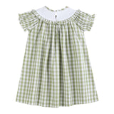 Gingham Pumpkin Smocked Bishop Dress