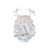 Summer Polka Dots Tie Smocked Bodysuit