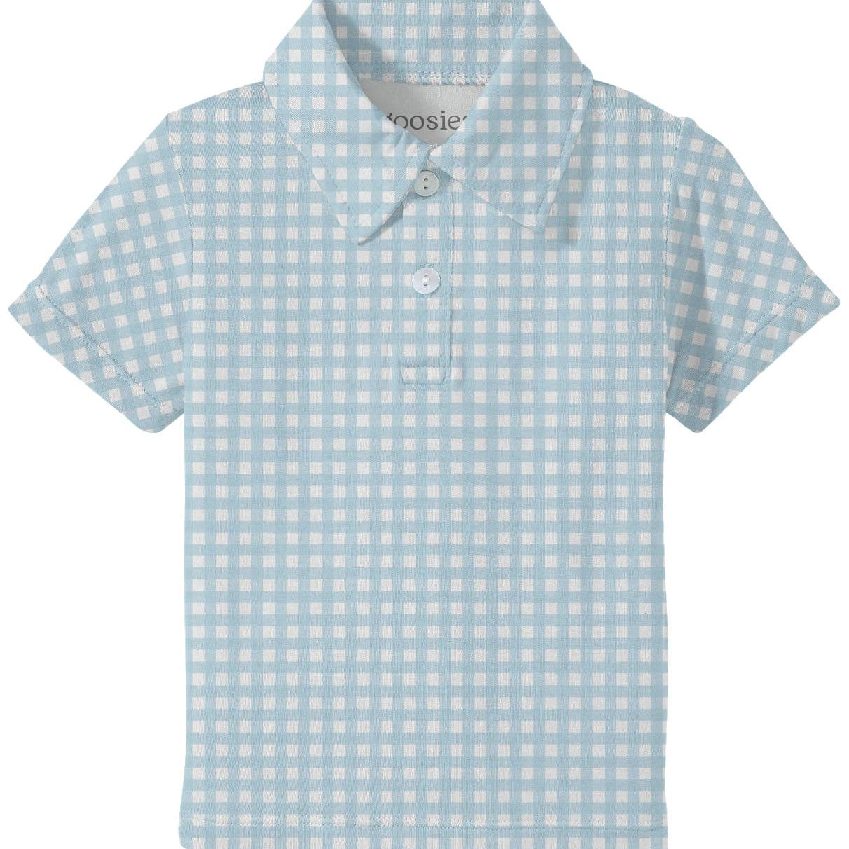 Cottage Blue Gingham Short Sleeve Polo Shirt