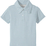 Cottage Blue Gingham Short Sleeve Polo Shirt