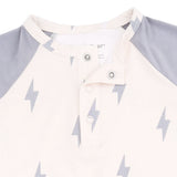 Lightning Bolt Long Sleeve Raglan Henley Romper