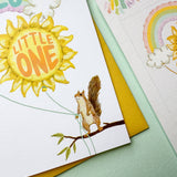 Forest Squirrel and Balloons Baby Card