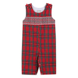 Christmas Plaid Smocked Overalls