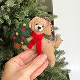 Dog with Tree Felt Ornament 