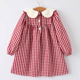 Christmas Tree Embroidered Plaid Dress