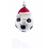 Soccer Santa Hat Glass Ornament