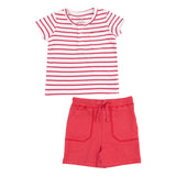 Stripe Vintage Red Pocket Tee + Short Set