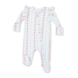 Antoinette Stripe Ruffle Sleeve Zipper Footie