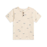 Reef Short Sleeve Henley - Fish Marino + Rain